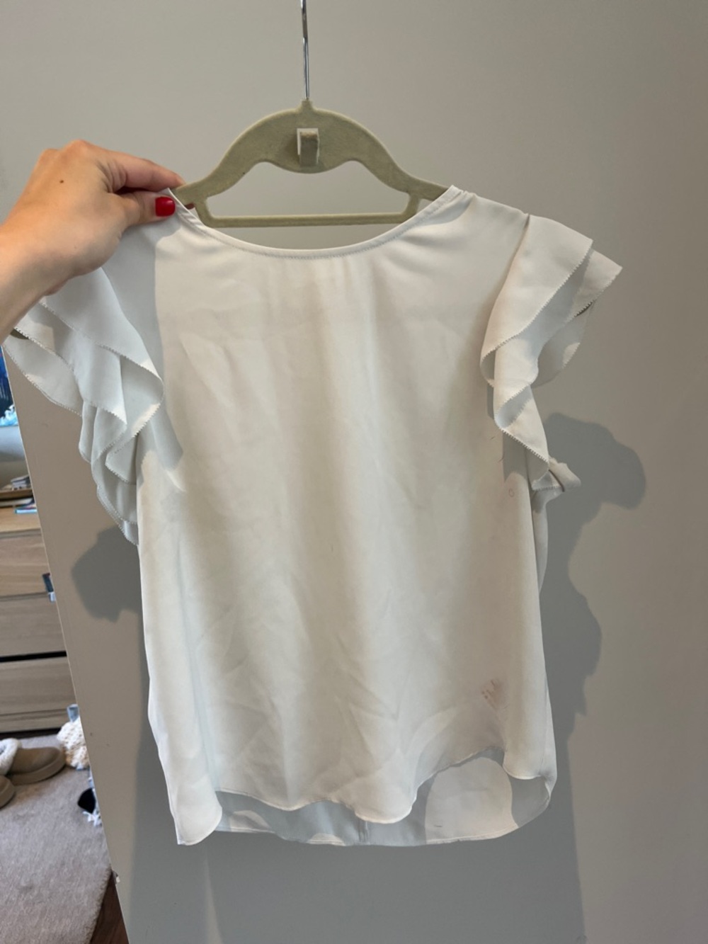 Sunday Best White Ruffle Sleeve Blouse